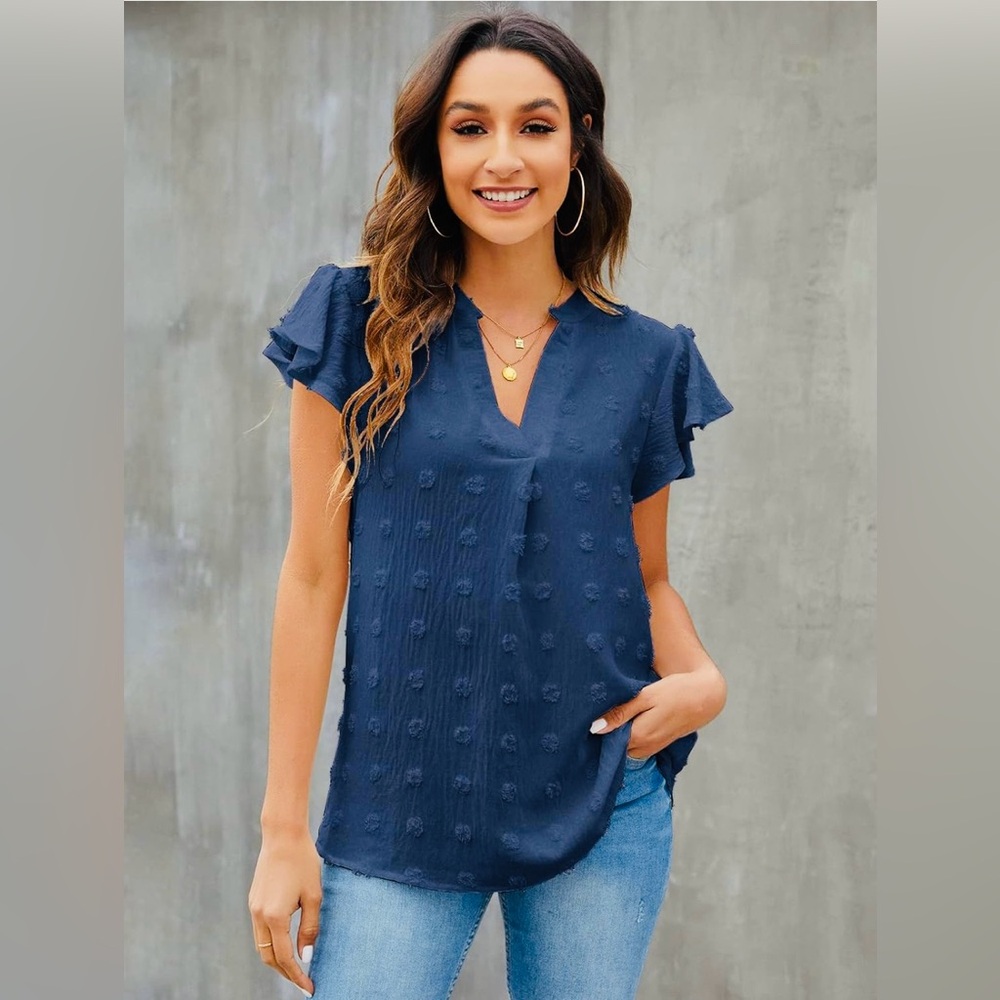 Blooming Jelly Swiss Dot V Neck Blouse Women’s Size Medium
